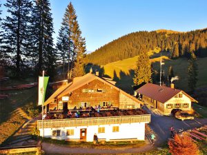 Die Lenggrieser Hütte von oben