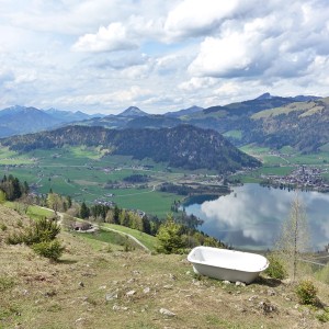 Aussicht beim Abstieg vom Ebersberg auf Walchsee