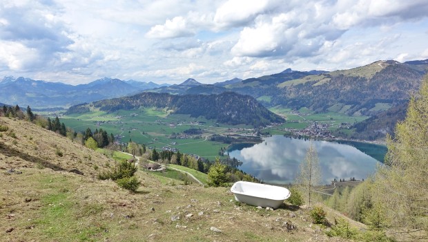 Aussicht beim Abstieg vom Ebersberg auf Walchsee