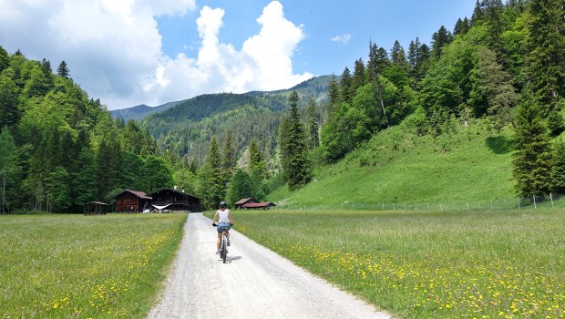 Kurz vor den Kloo-Ascher-Hütten, rechts Rotwand